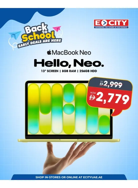 Sale On MacBook Neo from ECity until 31st July - ECity UAE Offers & Promotions catalogue cover