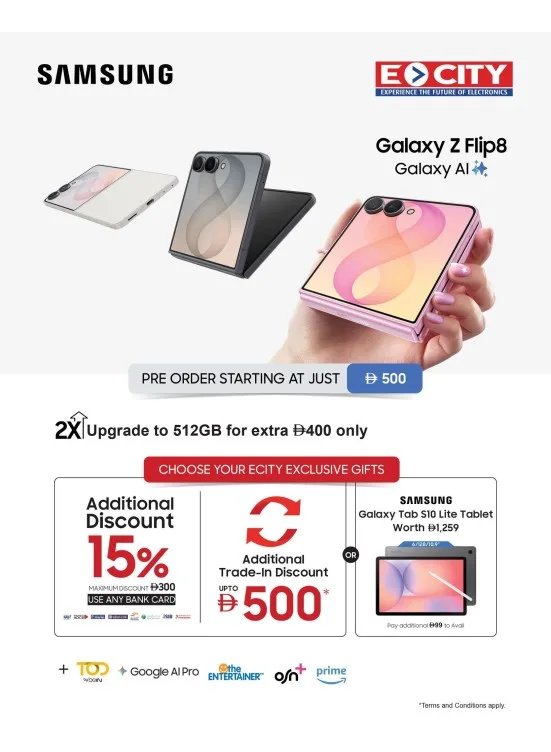 Sale On Samsung Galaxy Z Flip8 from ECity until 29th July - ECity UAE Offers & Promotions catalogue cover