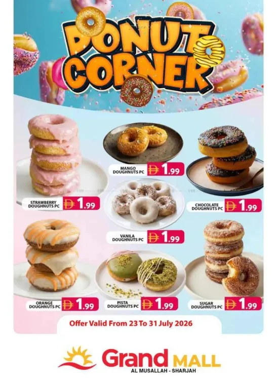 Donut Corner - Grand Mall Sharjah from Grand Hypermarket until 31st July - Grand Hypermarket UAE Offers & Promotions catalogue cover