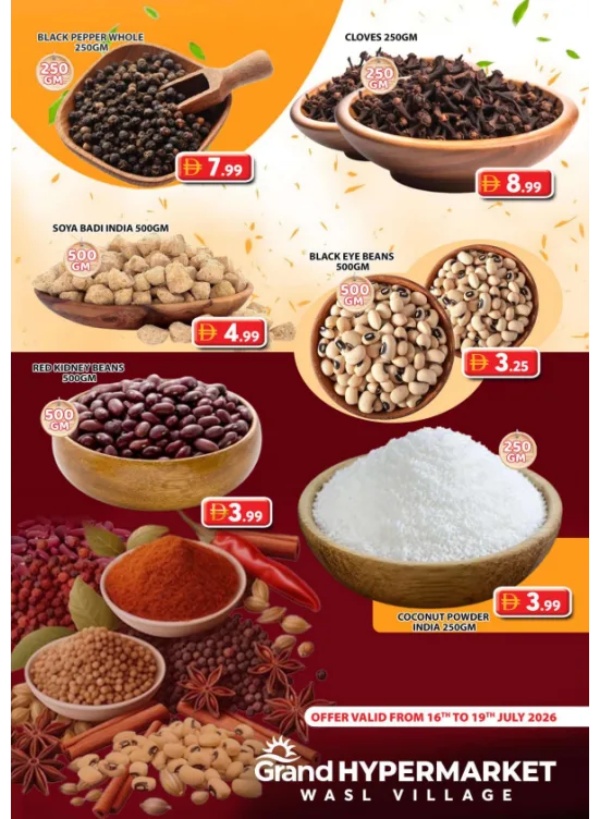 Legumes & Spices Deals - Grand Hyper Wasl Village from Grand Hypermarket until 19th July - Grand Hypermarket UAE Offers & Promotions catalogue cover