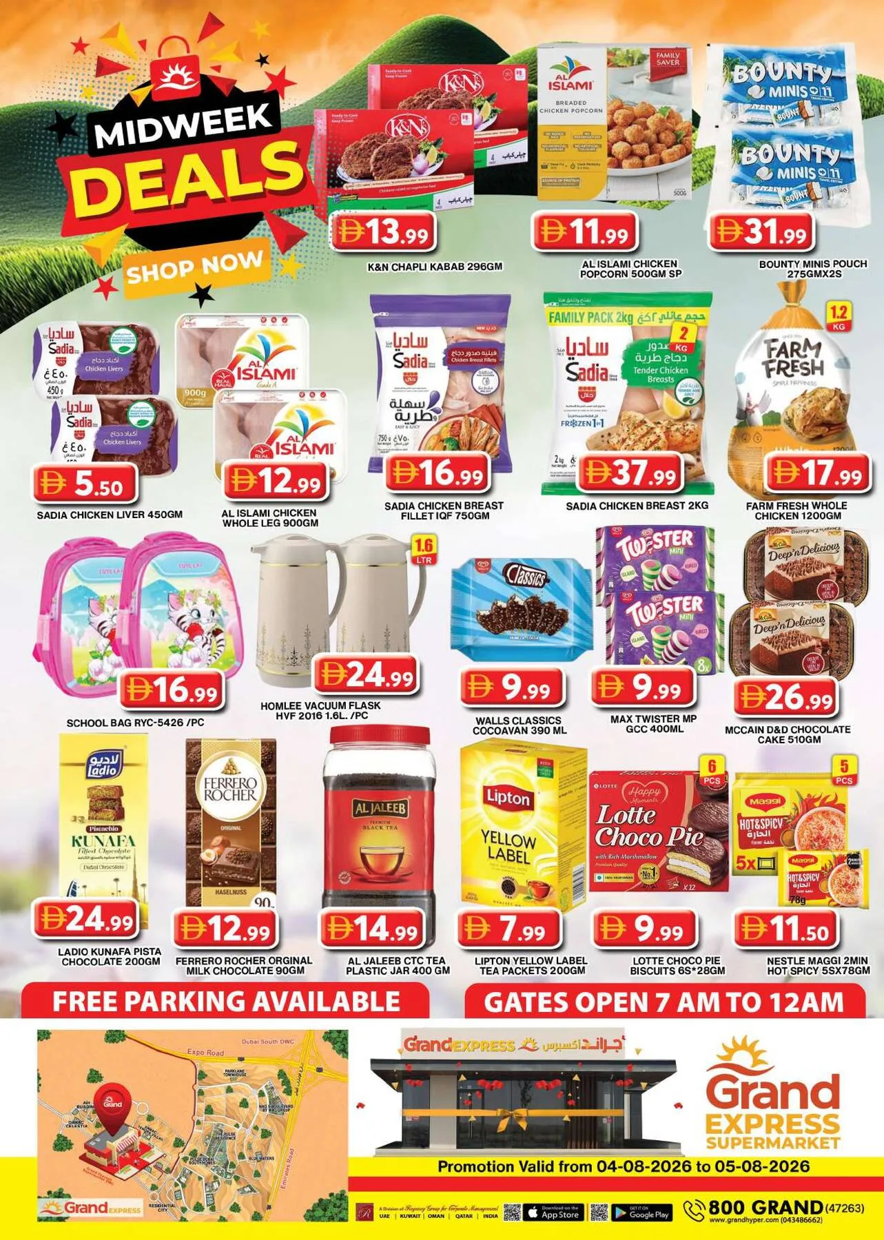 Midweek Deals - Grand Express Supermarket DWC from Grand Hypermarket until 5th August - Grand Hypermarket UAE Offers & Promotions catalogue cover