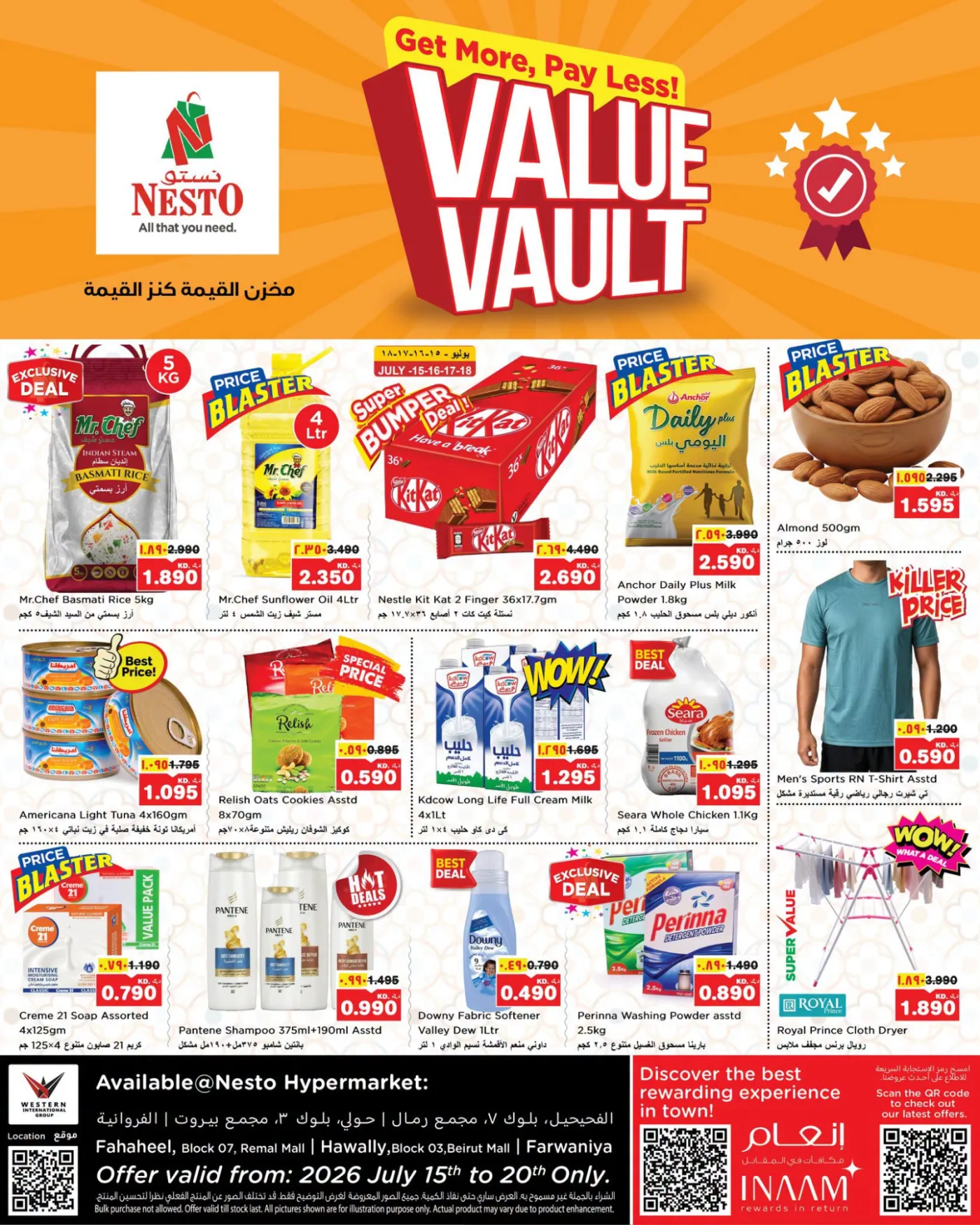 Value Vault - Fahaheel Block 08, Block 07 & Khan Mall, Hawally Block 07 & Block 09, Khaitan, Jleeb, Salmiya & Mangaf, Vol 2 from Nesto until 20th July - Nesto Kuwait Offers & Promotions catalogue cover