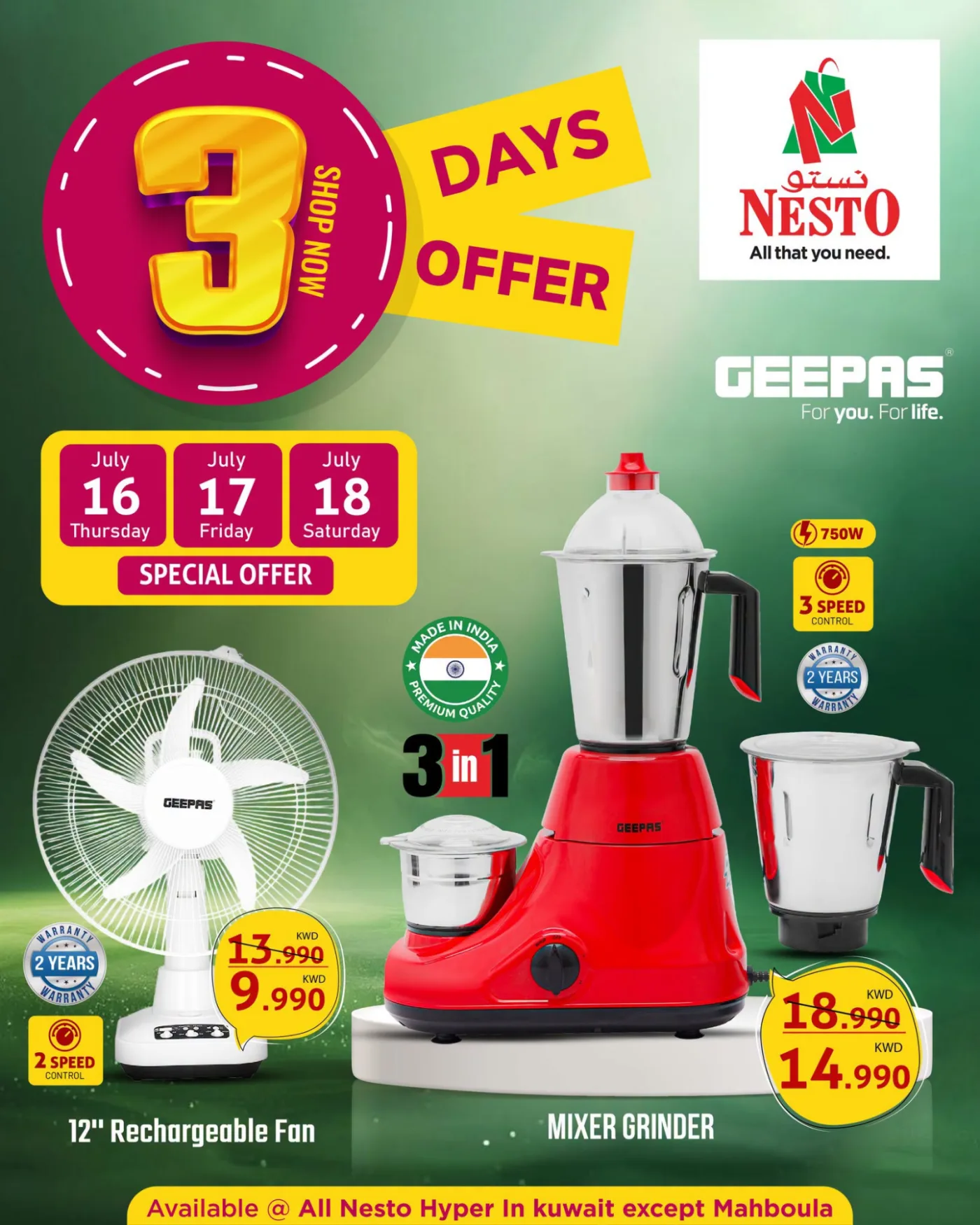Value Vault - Fahaheel Block 08, Block 07 & Khan Mall, Hawally Block 07 & Block 09, Khaitan, Jleeb, Salmiya & Mangaf from Nesto until 20th July - Nesto Kuwait Offers & Promotions — page 12
