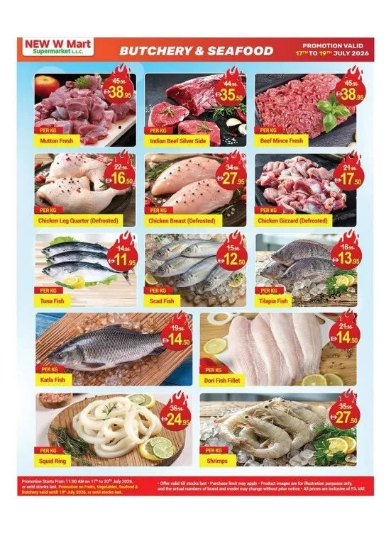 Butchery & Seafood Deals from New W Mart until 19th July - New W Mart UAE Offers & Promotions catalogue cover