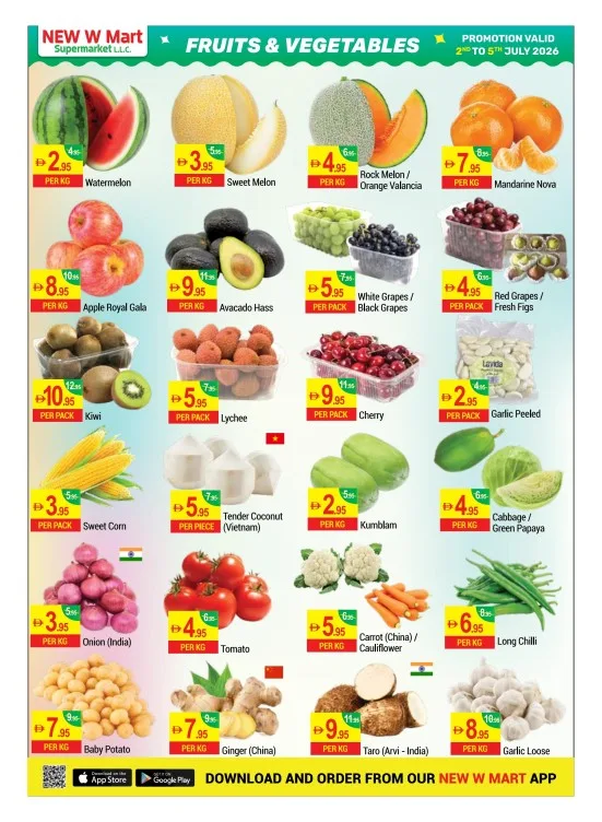 Fruits & Vegetables Deals from New W Mart until 5th July - New W Mart UAE Offers & Promotions catalogue cover