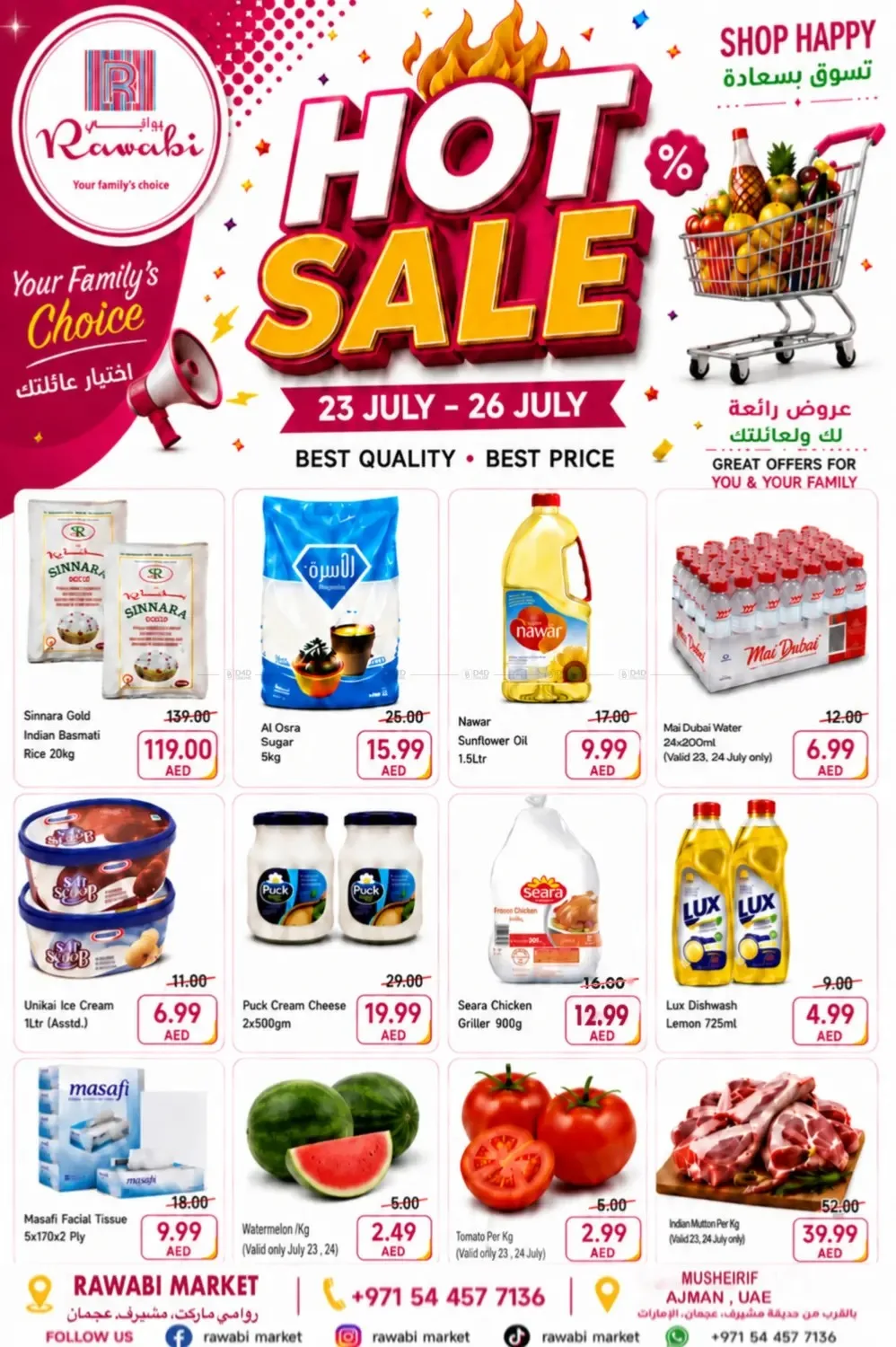Hot Deals - Mushrif, Ajman from Rawabi Market until 26th July - Rawabi Market UAE Offers & Promotions catalogue cover