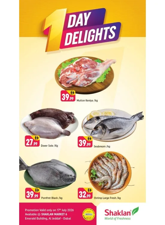 One Day Delights - Al Jaddaf 1, Dubai from Shaklan until 17th July - Shaklan UAE Offers & Promotions catalogue cover