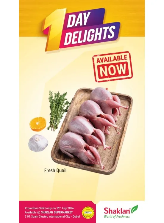 One Day Delights - S01, International City, Spain Cluster from Shaklan until 16th July - Shaklan UAE Offers & Promotions catalogue cover