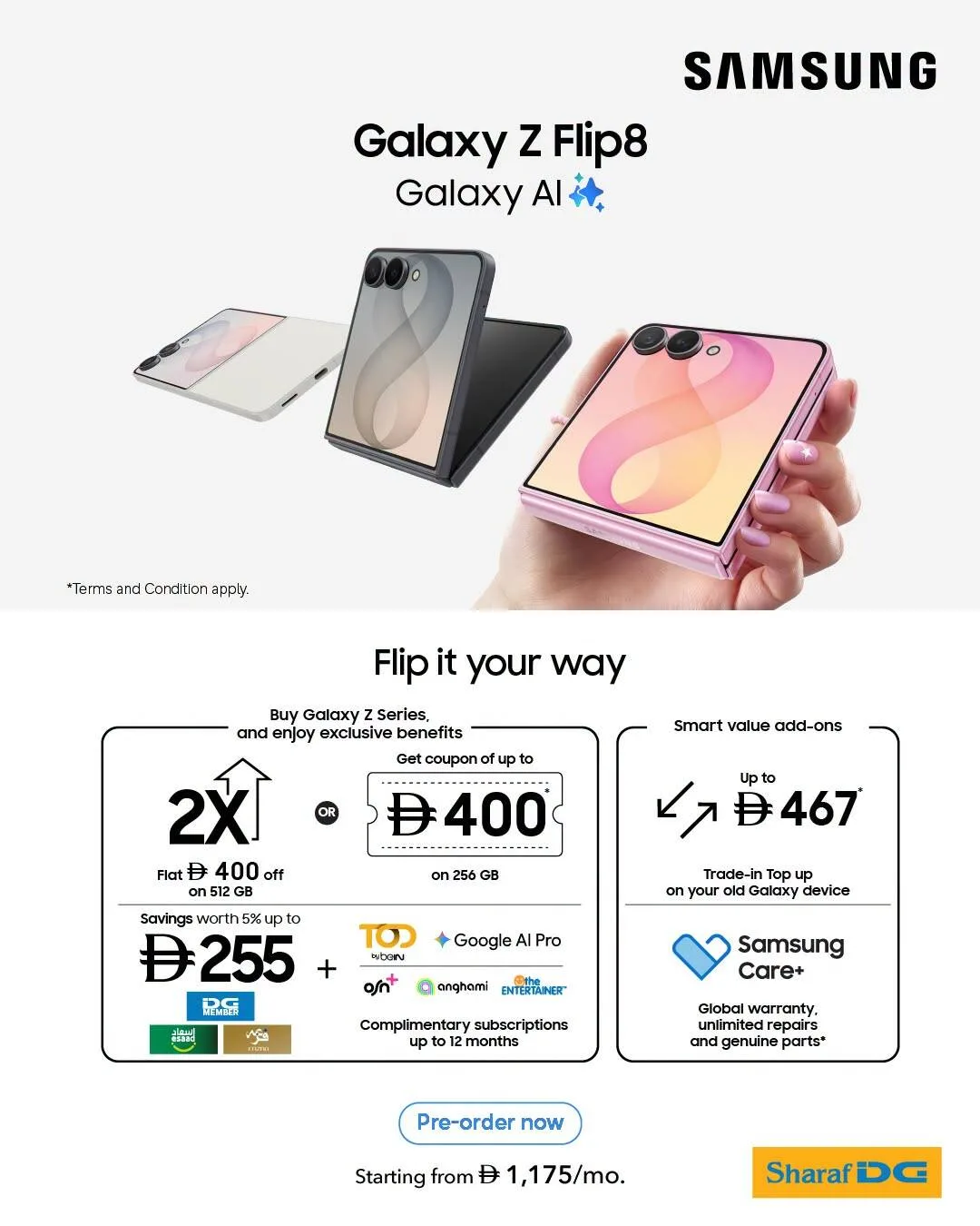 Sale On Samsung Galaxy Z Flip8 from Sharaf DG until 29th July - Sharaf DG UAE Offers & Promotions catalogue cover